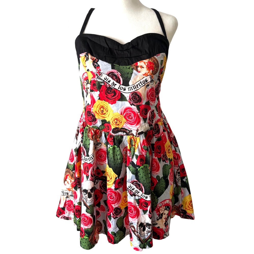 Hell Bunny Rose Cactus Dia de Los Muertos Sleeveless Mini Dress in Size XL